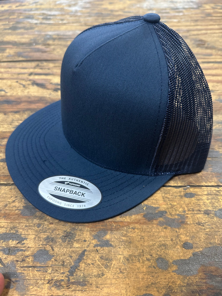 Snapback - Mesh Trucker Hat, Flat Bill - Navy